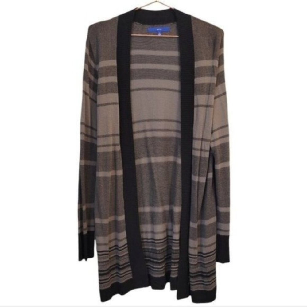 Apt. 9 | Open Front Striped Sweater Cardigan Gray Black